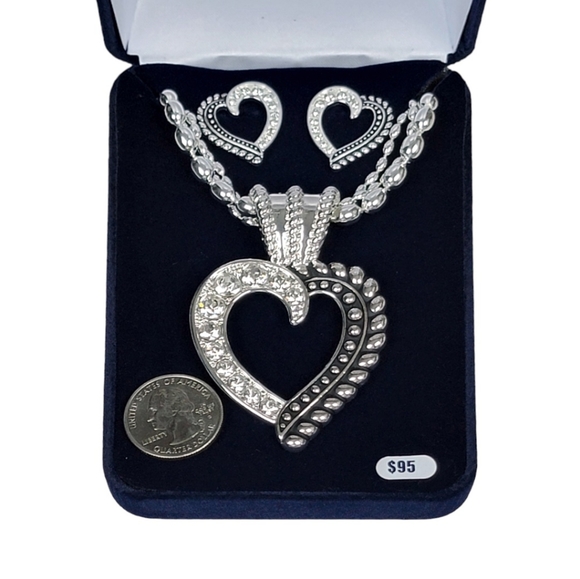 Montana Silversmiths Heart & Rope CZ Necklace & Earrings Set NEW! Retail $95 - Picture 6 of 10